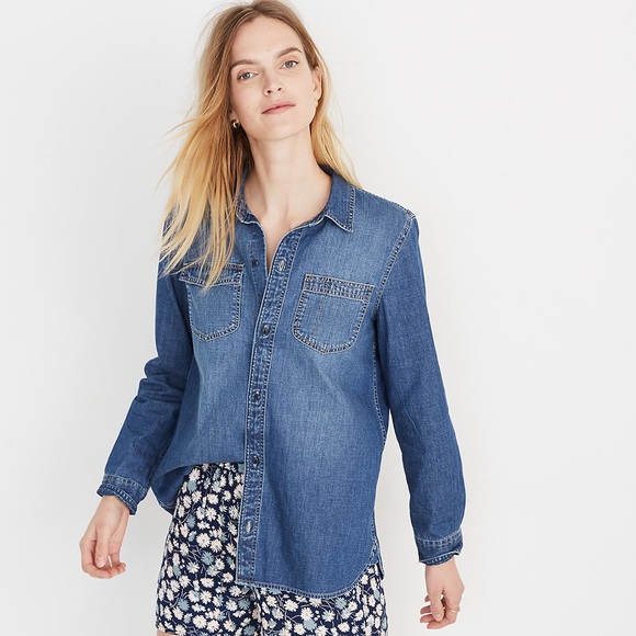 CLEARANCE! Madewell Denim Ex-Boyfriend Shirt in Kylemore Wash - Picture 2 of 6